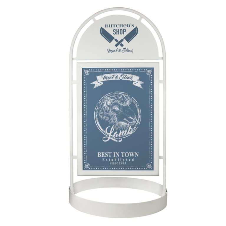 Stoepbord Round Tube White A1